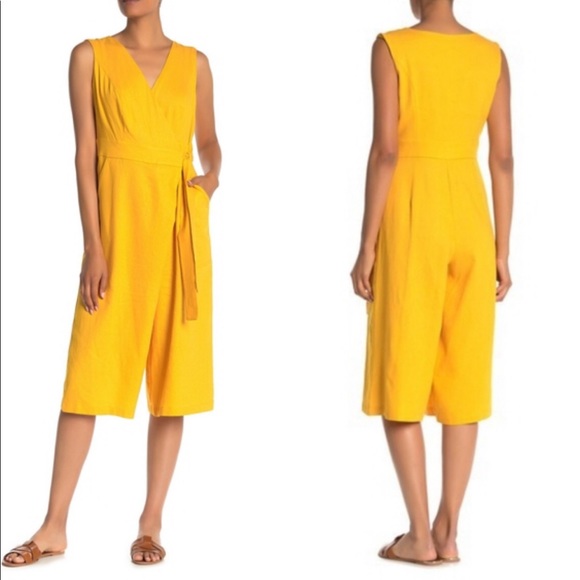 NWT Tash + Sophie Yellow Size Cropped Jumpsuit 22W